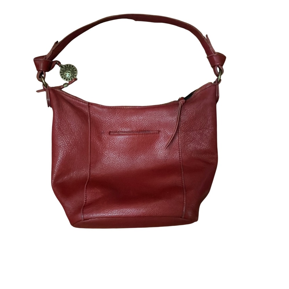 VTG The Sak Sequoia Hobo Bag Soft Pebble Leather Knots Pop of Red Cherry Red Y2K - Picture 3 of 10